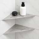 Teenyyou 2 Pcs Brushed Nickel Corner Shower Shelf 8-1/4'' Triangle 316 Stainless Steel Bathroom Corner Shelf for Tiled Wall, No Drilling, 3/32'' Thick Anchoring Tabs