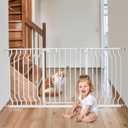 Mom's Choice GROWNSY Baby Gate, 53"-57" Auto-Close Dog Gate for Stairs & Doorways, Pressure-Mounted Easy Install - No Drill, Walk Through, Safe & Durable (53"-57"*30", White)