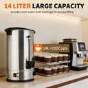 14 L/110 Cups Coffee Urn, Double-Wall Stainless Steel Coffee Maker Hot Water Urn, Large Capacity Hot Coffee Dispenser, Quick Brew, Stays Hot for Buffet Catering Wedding Gathering(Silver)