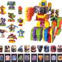 10 in 1 Number Robots Transforming Toys - Convertible to Big Robot, Number Blocks with 10 Digital Cards, STEM Learning Toys for Kids Ages 3+, Gifts for Boys Girls
