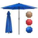 OLIXIS 9FT Patio Table Umbrella with Tilt and Crank Button & 8 Sturdy Ribs Waterproof, 9 Feet Outdoor Patio Umbrella Sun Shade for Pool, Terrace, Beach and Restaurant, Blue