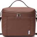 NOL Natural Organic Lifestyle Insulated Lunch Bags for Women Cooler Bag Lightweight Nylon Waterproof Lunch Box For Work (Medium(normal), Coffee)