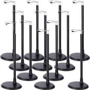 Yaocom 12 Pcs Adjustable Doll Stand Display Holder for 14 to 18 Inches Action Figure Stands with Expandable Waist Wire Bracket Support Dolls Display Rack for Home Shop Birthday Party(Black)