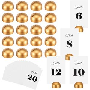 20pcs Round Gold Table Number Holders, Table Number Stands Place Card Holder Modern Cursive Tables Numbers 1-20 for Wedding Reception Anniversary Party Restaurant Events
