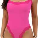 Starrylion Lace Body Suits for Women Sexy Bodysuits for Women Going Out Tops Lace Bodysuit Cami Top Summer Outfits 2025 Hot Pink S