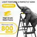 4 Step Ladder, Foldable Step Stool with Wide Anti-Slip Pedal & Thick Rubber Feet, Cushioned Handle, Safe-Lock Design, Folding Portable Ladder for Multi-Purpose, 800lb, Black Yellow
