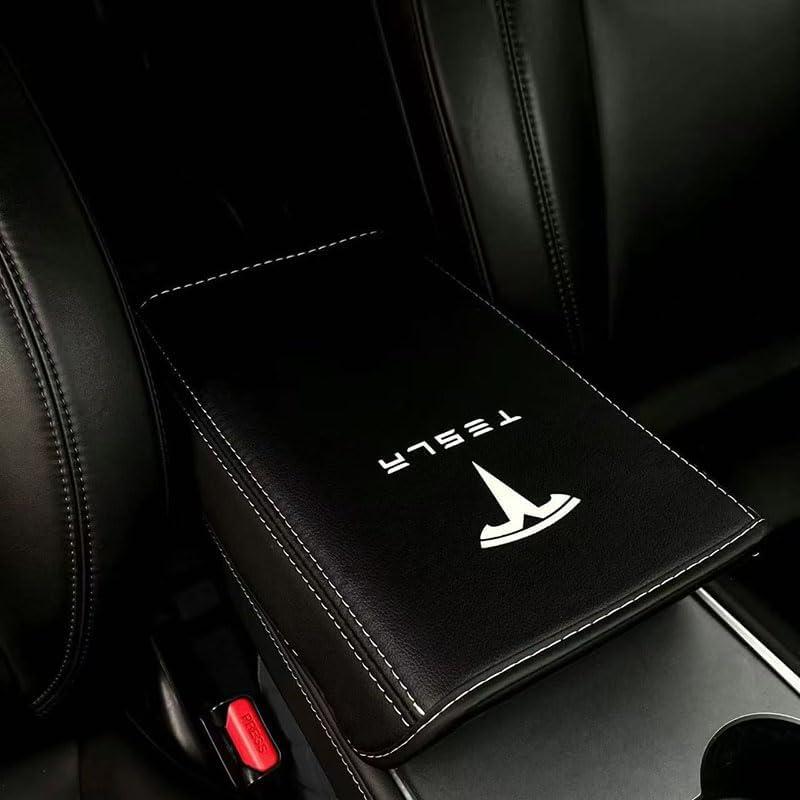 Waterproof PU Leather Car Armrest Cover for Tesla cybertruck 2023-2025 - Anti-Scratch Center Console Protector Pad for Cars, SUVs, Trucks - Interior Accessories, Black (normal)