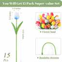 SITUMEIZI Fake Flowers Tulips Artificial PU Flower 15pcs Real Touch 14" for Spring Easter Home Kitchen Wedding Bouquet Bulk Mother's Gift Day Decorations(Multicolor,5-4)