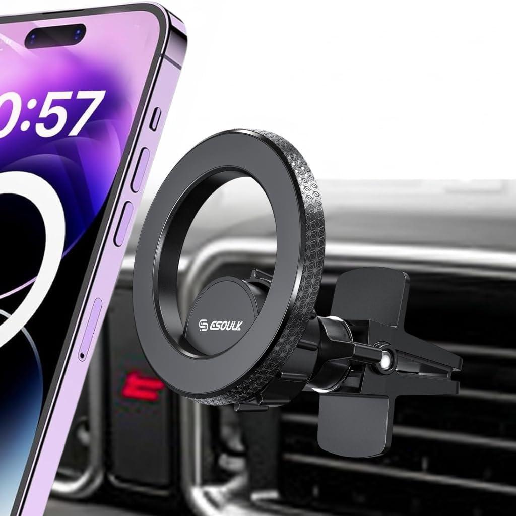 Magnetic Car Mount Charger for MagSafe, Air Vent Car Phone Mount Holder Hands Free Car Cell Phone Holder, Magnetic Phone Mounts & Car Vent Accessories for iPhone 12-17/Pro/Max