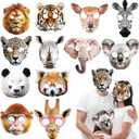 CHUNNIN 24pcs Animal Masks Party Favors Jungle Safari Themed Birthday Masks Realistic Printed Wild Petting Zoo Animal Costume Dress Up for Woodland Adults Party Supplies Decoration
