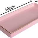 10 x 5 Ceramic Bathroom Tray for Countertop, Decorative Vanity Tray for Dresser Tops, Small Rectangular Trays for Perfume, Candle, Jewelry, Cosmetics (Pink)