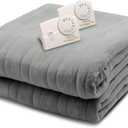BIDDEFORD BLANKETS Comfort Knit Electric Heated Blanket with Analog Controller, Queen, Grey