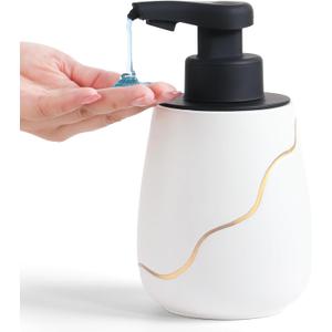 BosilunLife Automatic Soap Dispenser Bathroom - Liquid Hand Free Dispenser Smart Electric Lotion Soap Dispenser Touchless with Waterproof Pump Rechargeable Dish Soap Dispenser Ceramic White, 17oz