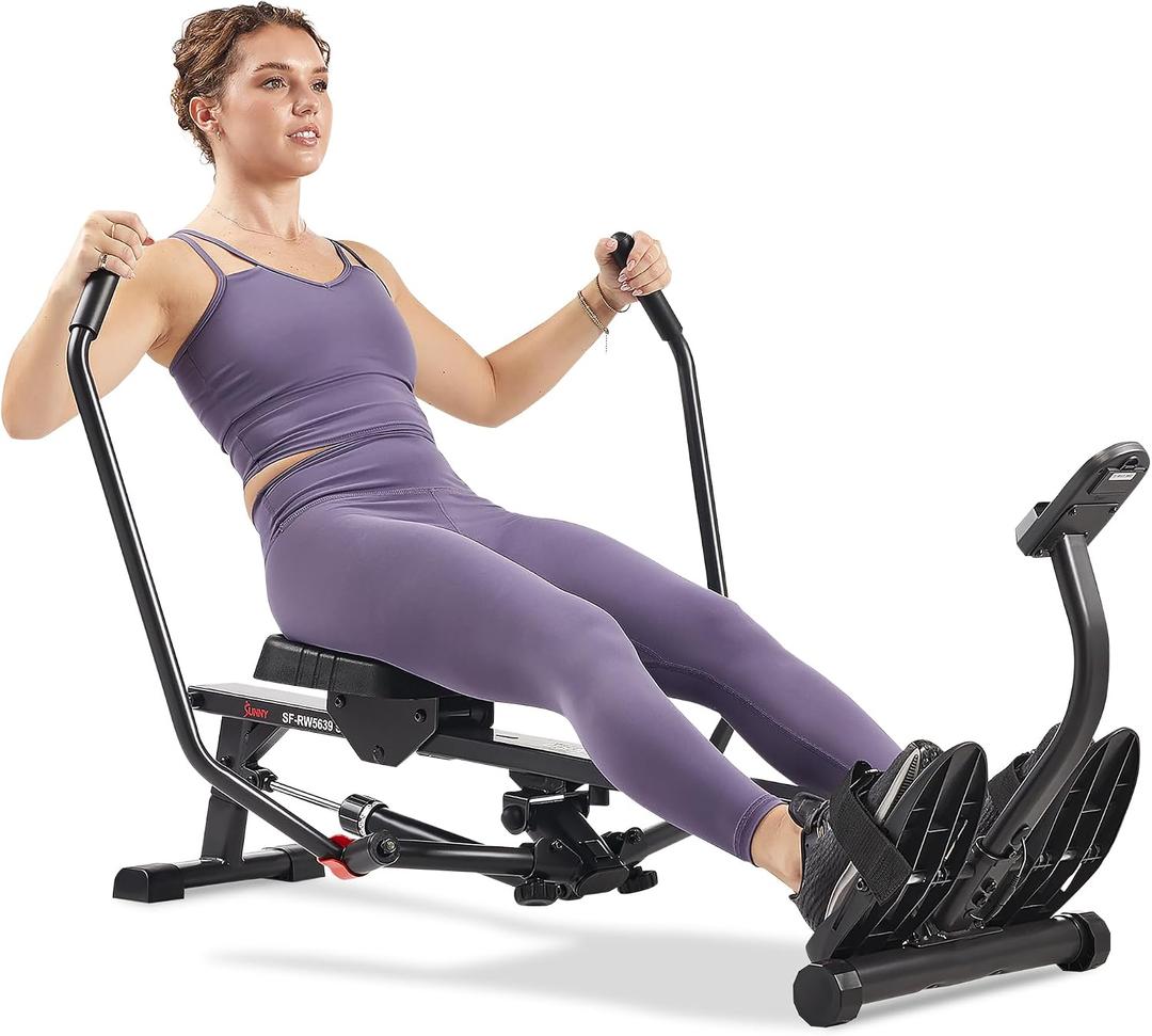 Sunny Health & Fitness Smart Compact 360 Full-Motion Rower, Low-Impact Full-Body Workout Rowing Workout Machine, Wide Motion Range & Space-Saving Design, Free SunnyFit Training App Connection