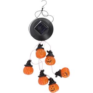 Pumpkin Wind Chimes RGB Color Light Pumpkin String Lights with Iron Hook and 6 LED Pumpkin Lights for Room Garden Holiday Decoration