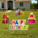 Yard Expressions 4pc Happy Birthday Yard Signs with Stakes - Easy to Install Happy Birthday Yard Sign - Large 16" Waterproof Birthday Sign Yard Durable, Reusable & Colourful Happy Birthday Lawn Sign