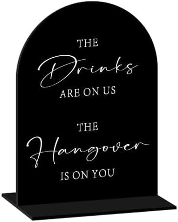 Elegant Black Acrylic Wedding Bar Table Sign, Wedding Bar Sign, Calligraphy Tabletop Decoration for Reception, Anniversary, Bridal Shower, and Special Events - 6.5×9 Inches