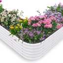 A ANLEOLIFE Heart-Shaped Galvanized Raised Garden Beds Outdoor,81x81x18in Large Metal Planter Box for Planting Vegetables Flowers Herb, Anti-Rust & Easy-Setup, Antique White