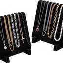 Tondiamo 2 Pcs 9 Inch Velvet Necklace Jewelry Display Stands Organizer Necklace Storage Holder for Home Shop Show (Black)