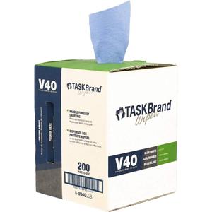 TaskBrand N-V040CGB Blue V40 Value Series Center Pull Wiper Sheets, All-Purpose Disposable Cleaning Towels, 10 x 11.5 Inches, Roll of 200