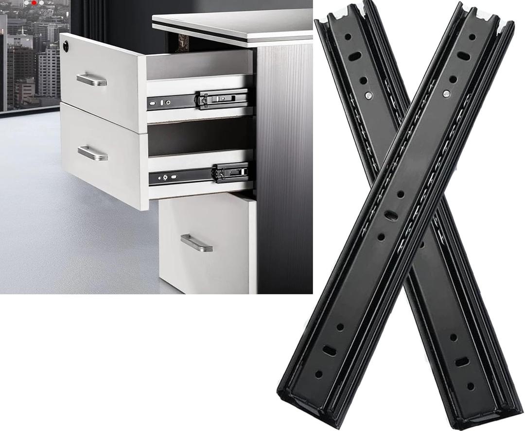 12 Inch Soft Close Drawer Slides Full Extension, Ball Bearing Side Mount Drawer Glides, 100 LB Load Capacity Heavy Duty Metal Rails for Cabinet Wardrobe Dresser Kitchen Drawers, Black (1 Pair)