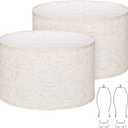 Oval Lamp Shades Set of 2, 16.5"L x 11.5"W x 11"H, Large Beige Lampshades for Table Lamps Bedside Lamps, Natural Linen Lamp Shades for Floor Lamps, Suitable for E26 Base and Saddle Base, Easy Assembly
