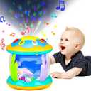 Baby Toys 6 to 12 Months Musical Light Up Tummy Time Infant Toys 3-6 7 8 9 12-18 Months Crawling Ocean Rotating Projector Baby Gifts for 1 2 3 Year Old Boy Girl Birthday Toddlers Kids, Medium, Small