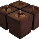 GOSCHE 3 Inch Wood Furniture Feet Sofa Legs Set of 4, Brown Square Couch Legs, Mid Century Modern Dresser Replacement Feet for Chair Armchair Recliner Coffee Table Or Home DIY Projects Bun Feet