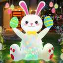 Easter Inflatables Outdoor Decorations 4ft Cute Inflatable Bunny Hold Eggs Blow Up Yard with LED Lighted Colorful Happy Rabbit Blow Ups for Outside Holiday Party Garden Lawn Indoor Home Decor