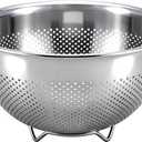 Stainless Steel Colander for Kitchen with Handle for Pasta (5QT) | Fine mesh. Dishwasher safe. Great for straining spaghetti, vegetables, fruit, noodles, eggs & rice