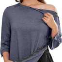 Deyeek Post Shoulder Surgery Shirts for Women Tear Away 3/4 Tops After Rotator Cuff Shirts Chemo Port Adaptive Clothing (Blue, M)