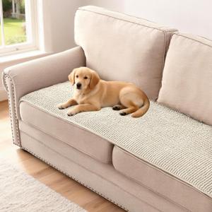 H.VERSAILTEX Plush Chenille Couch Cover for 3 Cushion Couch Anti Slip Washable Sofa Slipcovers Soft and Durable Furniture Protector for Dogs Cats Kids (27.5" x 59", Ivory)
