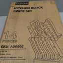 CAROTE 14 Pieces Knife Set with Block, Forged, High Carbon Stainless Steel Sharp Blade Block Knife Set, Dishwasher Safe Cutlery, Cream