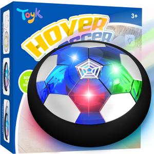 Hover Soccer Ball Boy Toy, Air Powered Floating Hover Soccer with LED Light, Kids Training Soccer Ball Indoor Outdoor Game, Birthday Gifts for Age 3 4 5 6 7 8-10 Years Old Boys Girls (Blue)