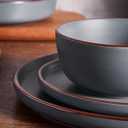 Famiware Mercury Plates and Bowls Sets, 12 Pieces Stoneware Dinnerware Sets, Dishes Set for 4, Microwave and Dishwasher Safe, Charcoal