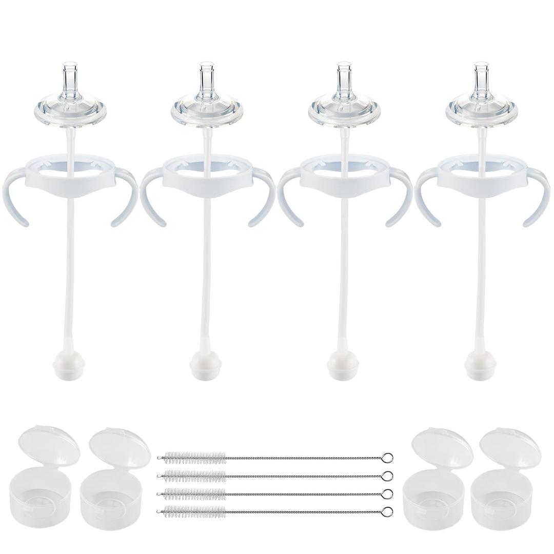 Straw Cup Conversion Kit for Philips Avent Natural Baby Bottles,Weighted Straw Sippy Cup Transition Kit with Soft Nipple and Handles for Toddler, Pack of 4