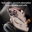 UEEBAI For iPhone 16 Pro Max Case, Cute Wave Frame Magnetic Phone Case Compatible with Magsafe Full Camera Protection Cover Soft Electroplated Phone Cover for Women Girls - Pink