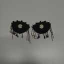 SUPERFINDINGS 2Pcs Evil Eye Shoulder Epaulet with Tassel Detachable Ethnic Style Tassel Epaulette Pin Badge Shoulder Insignia with Felt Rhinestone for Man Woman Leather Jacket Windbreaker Coat