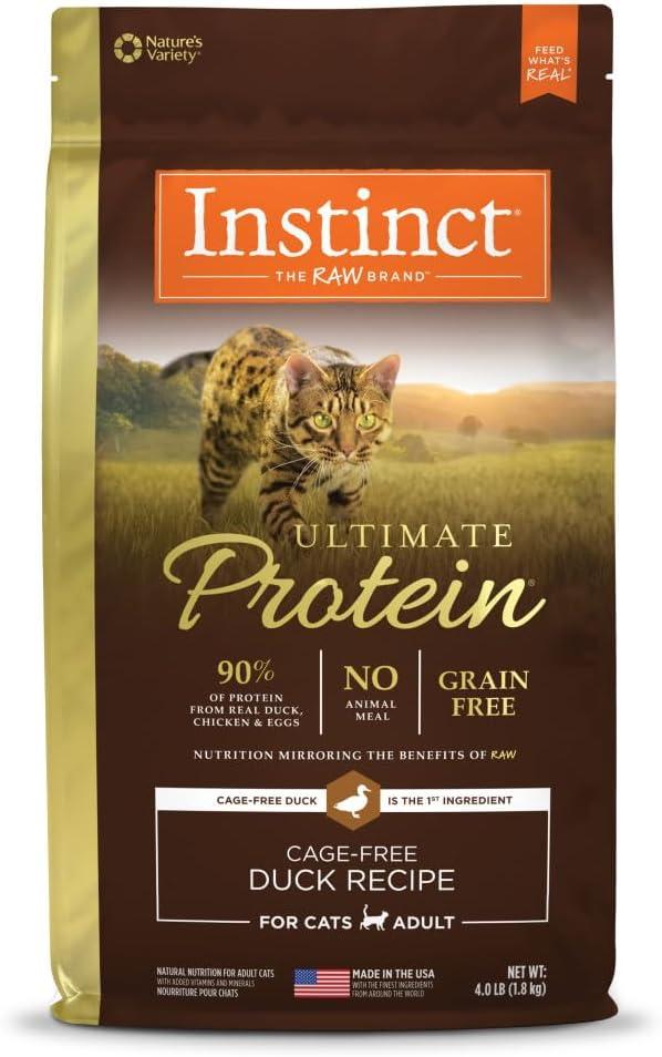 Instinct Ultimate Protein, Natural Dry Cat Food, Grain Free Recipe - Cage Free Duck, 4 lb. Bag (EXP 08/12/26)