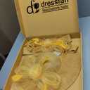 dressfan Wide Brim Fascinator Derby Hats for Women,20s Linen Detachable Flowers Big Fascinator Hat with Headband for Derby Church Wedding Tea Party, X38-Yellow