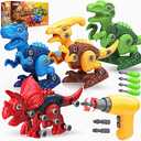 BAODLON Dinosaur Toys for 3 4 5 6 7 Year Old Boy, Take Apart Dinosaur Toys for Kid 3-5 5-7 Building Toy with Electric Drill, Learning Educational STEM Construction Toy Christmas Birthday Gift Boy Girl