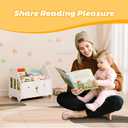 Wooden Kids Bookshelf Bookcase, Toddler Montessori Bookshelf, Nursery Book Shelves with 4 Adjustable Dividers, Book Shelf for Kids Rooms, Nursery, Bedroom, Classroom and Playroom Storage