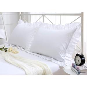 Ruffles Pillow Cases Shams Covers White Queen Size 2 Pack Egyptian Cotton 20x30 inches Soft Thick