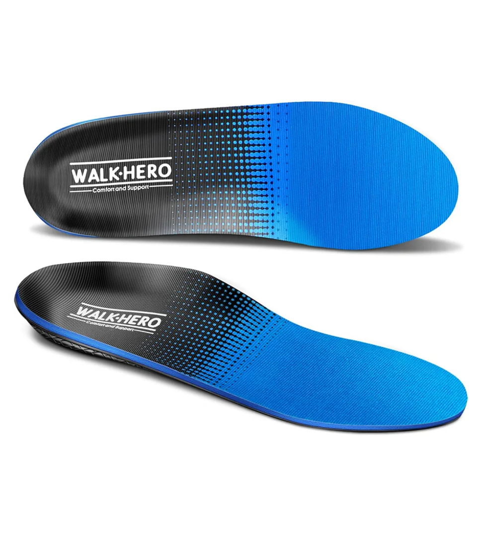 Walkhero Plantar Fasciitis Pain Relief Insoles High Arch Support Orthotic Shoes Inserts, Relieve Flat Feet and Foot Fatigue (Men's 6-6 1/2 | Women's 8-8 1/2, Blue