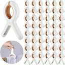 Tanlade 48 Pcs Beach Towel Clips Strong Plastic Clothes Pins Pool Beach Chair Clips Heavy Duty Laundry Quilt Drying Clothespins Holder to Dry Laundry on Clothesline and Hanging Rack(White)