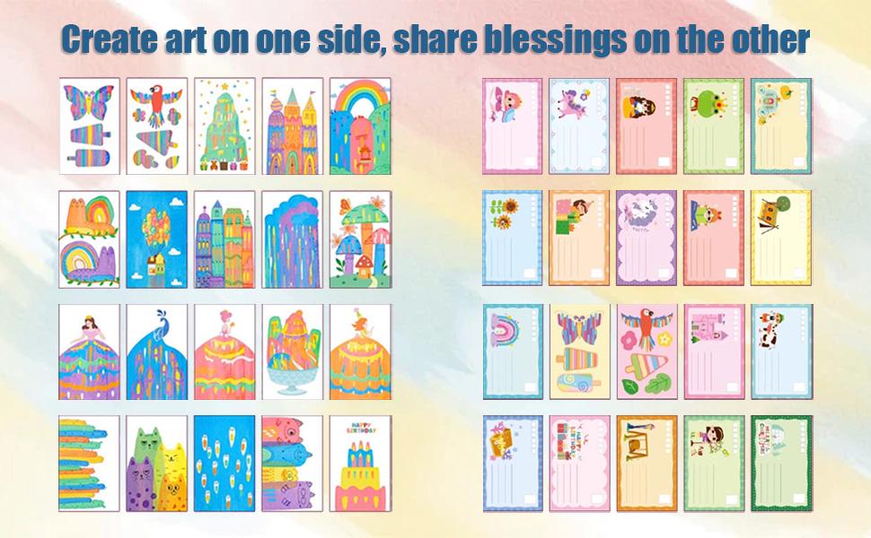 Upgrade Rainbow Magic Scratch Art Set Include 20 Premium Scratch Paper Sheets with 7-Color Tools Stickers, Create Floating Masterpieces & Postcards Creative Gifts for Birthday Valentines Day New Year