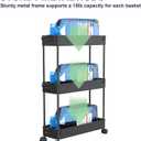 SPACELEAD 3 Tier Rolling Cart with Wheels, Storage Craft Art Trolley Organizer Serving, 3 Hanging Baskets Easy Assembly, for Office, BathroomLiving Room, Kitchen, Black