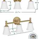 Bathroom Vanity Light Fixtures, Traditional Aged Brass 3 Lights Wall Sconce Lighting with Opal Glass Shade, Porch Wall Mount Light Fixture for Bathroom, Mirror Cabinets Hallway Stairs