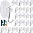 LUPYJI Suction Cup Hooks, Transparent PVC Removable Reusable, for Glass Windows, Mirrors, Doors, Tiles, 30 Pack