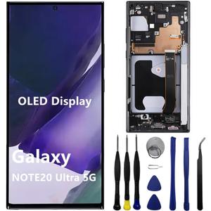 OLED for Samsung Galaxy NOTE20 Ultra SM-N985F Screen Replacement NOTE20Ultra 5G SM-N986U SM-N986U1 SM-N986W LCD Display Touch Screen Digitizer Support Fingerprint and S-Pen (with Black Frame+Tools)
